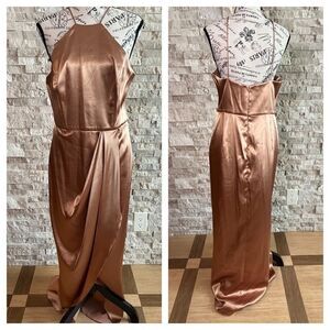 Elegant Satin Halter Dress in Copper
